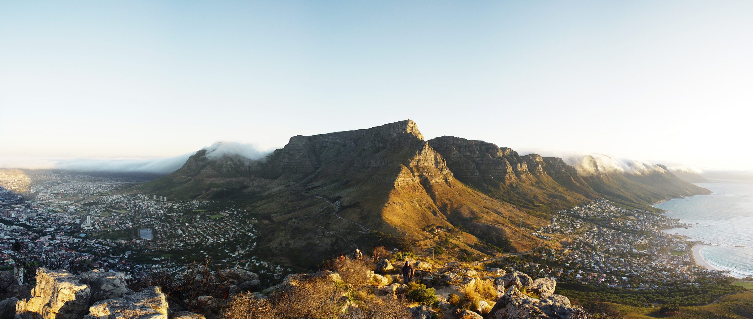 Table Mountain above Cape Town at golden hour