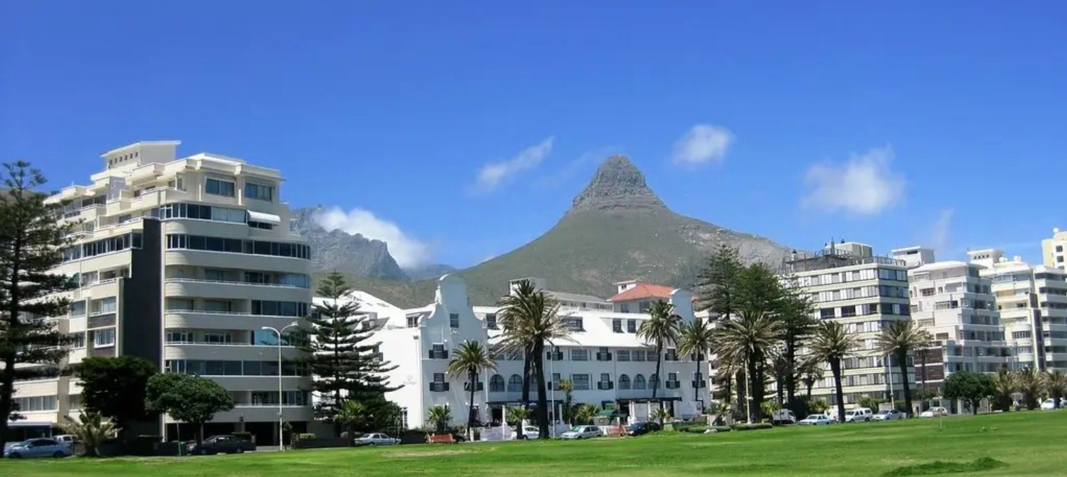The Sea Point promenade lawns and seafront below Lion's Head